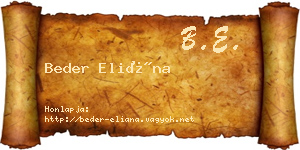 Beder Eliána névjegykártya